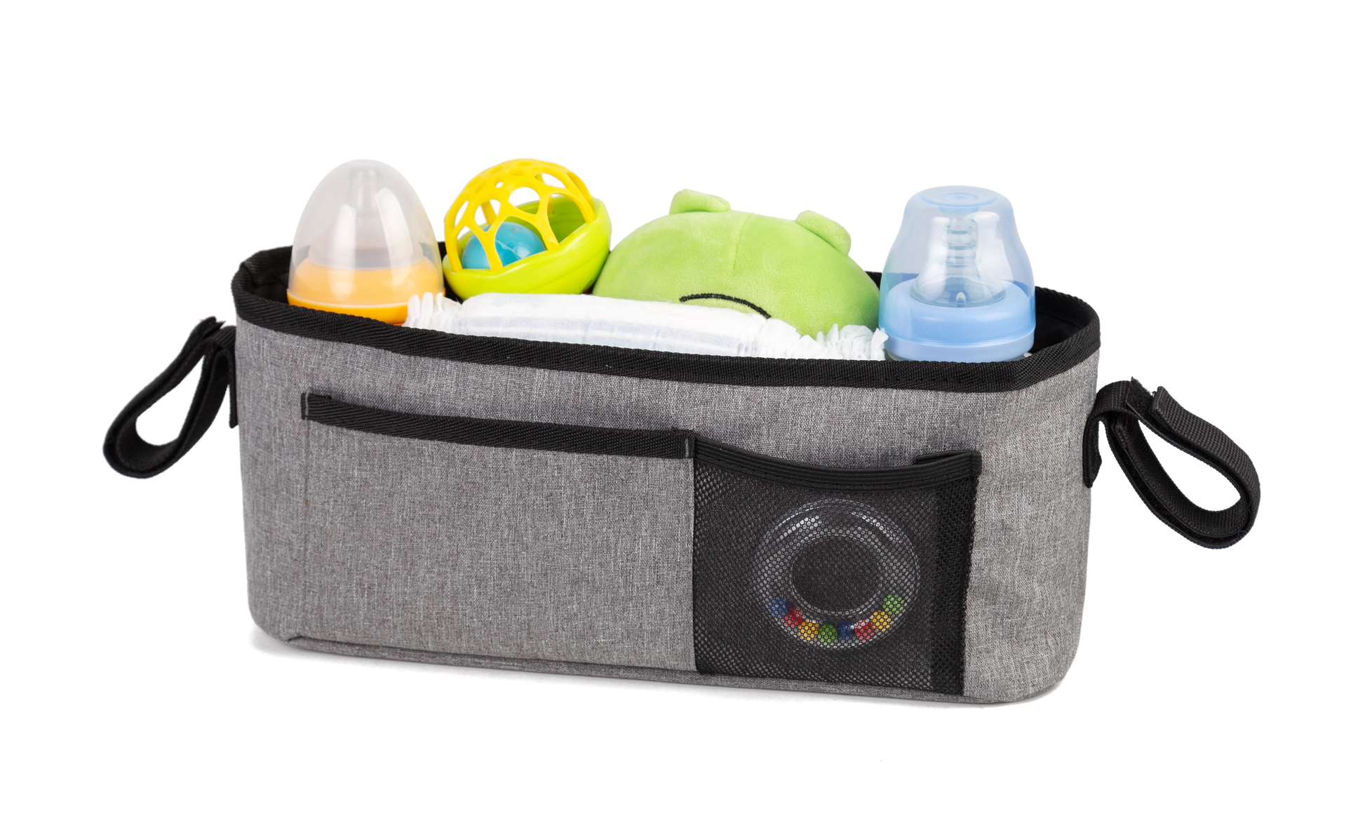 LUFFCABO stroller organizer with compartments, perfect for storing baby essentials on the go