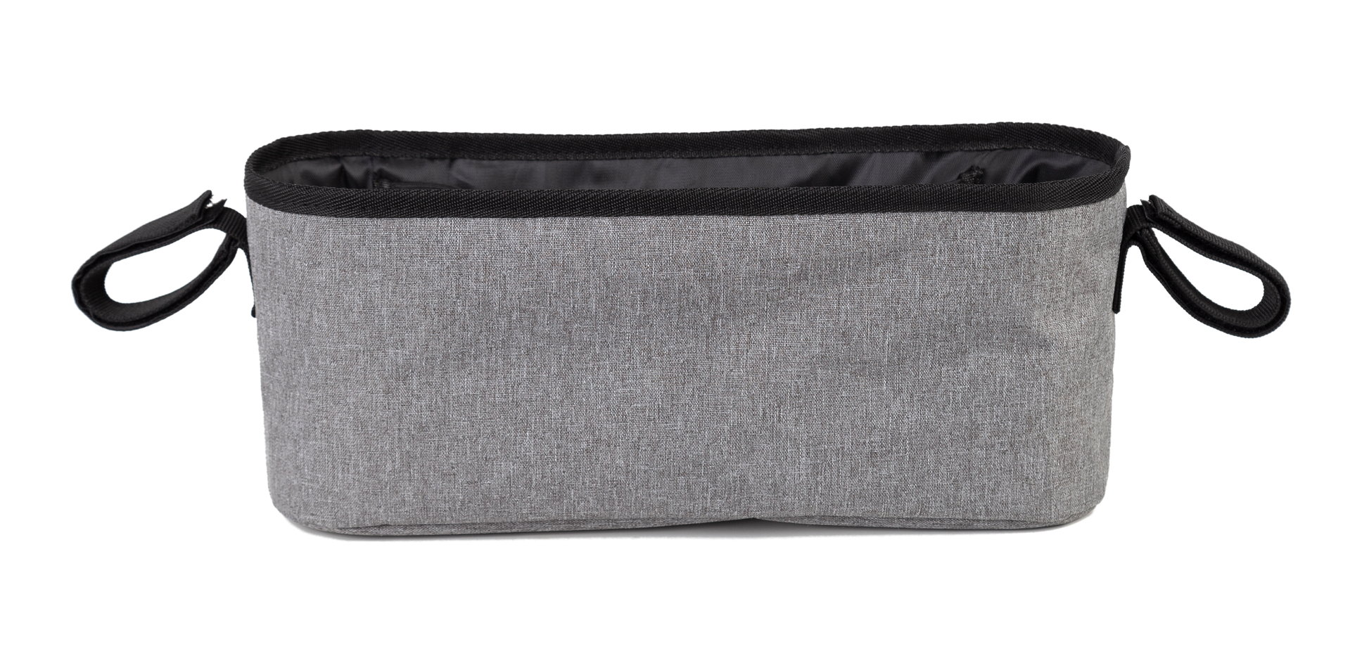 LUFFCABO stroller caddy with a minimalistic back design, ideal for storing baby travel essentials