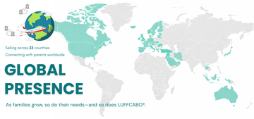 A world map highlighting global presence  about LUFFCABO's reach across 23 countries