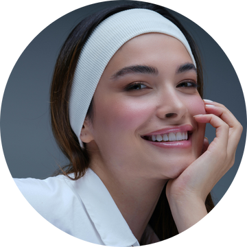 A mom wearing a white headband