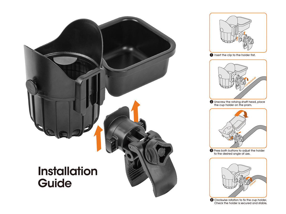 LUFFCABO stroller snack tray, with easy installation with adjustable clamp for secure attachment