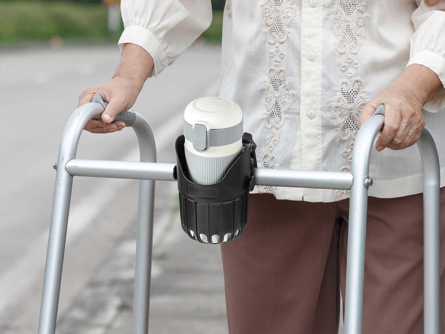 LUFFCABO cup holder for walkers for seniors - Detachable walker accessories for hands-free convenience
