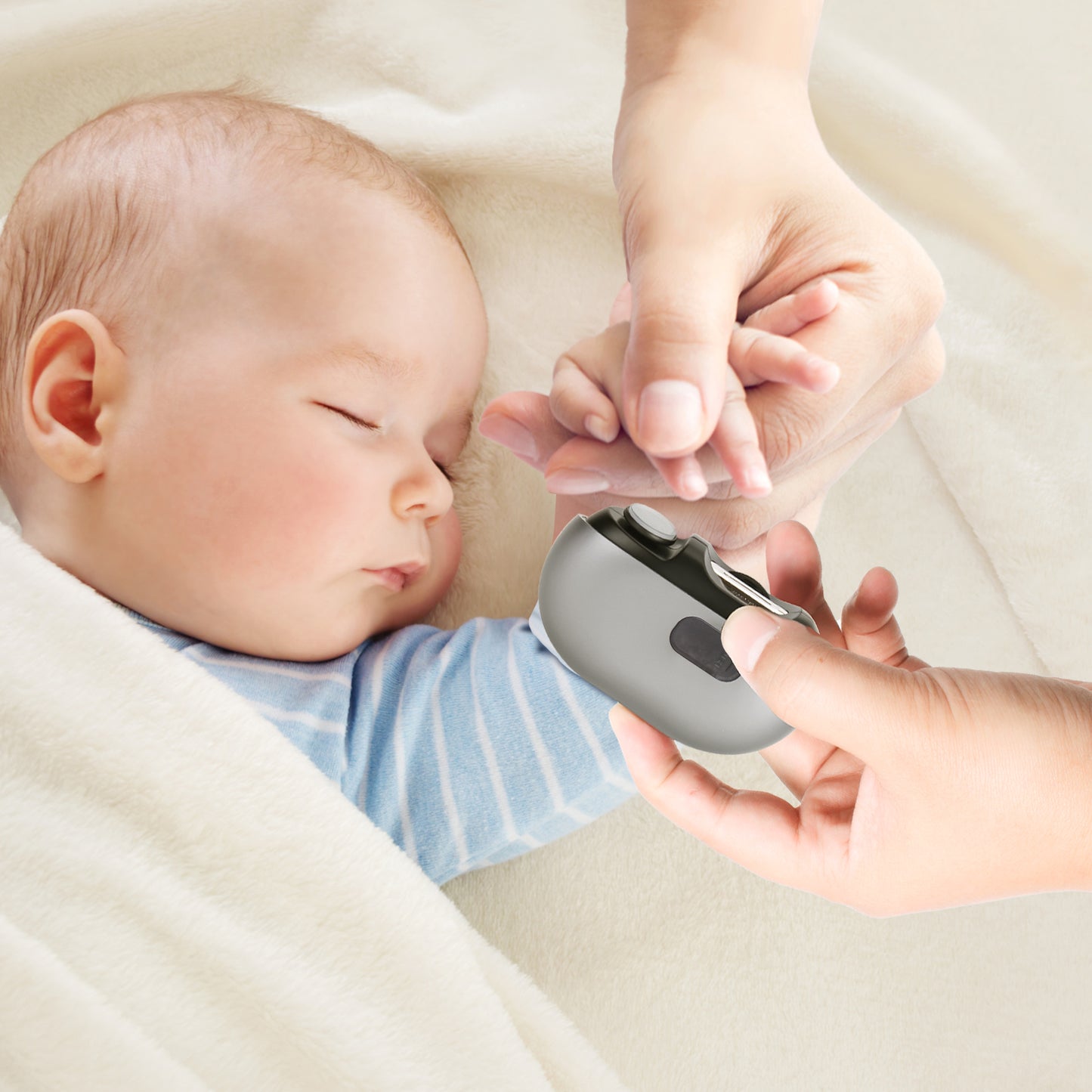 LUFFCABO baby nail trimmer electric ensures quiet and safe trimming, ideal for use while baby sleeps