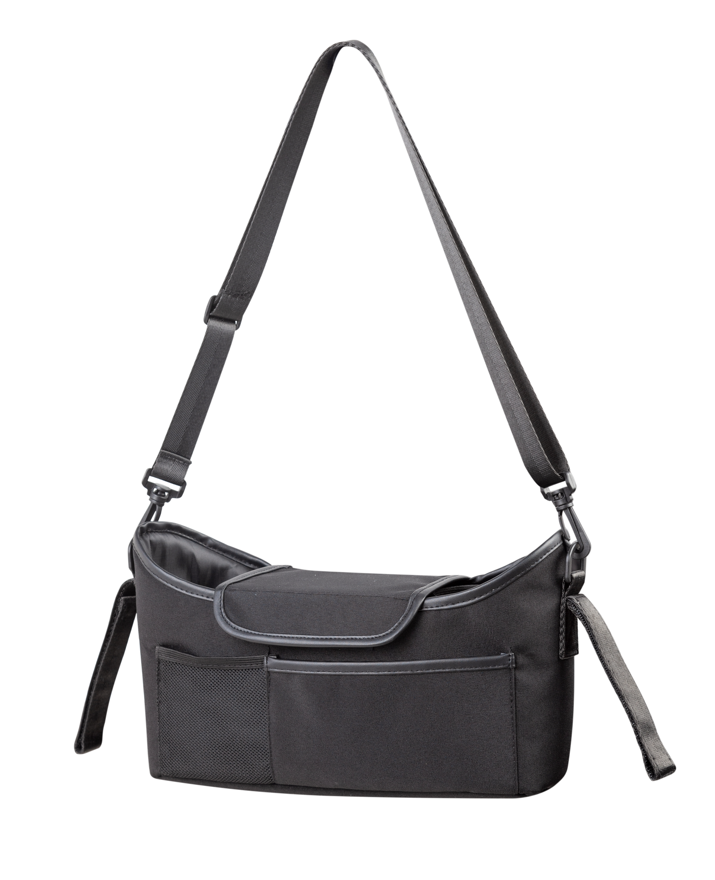 LUFFCABO stroller organizer caddy with a shoulder strap can be turned into a crossbody bag or a shoulder bag