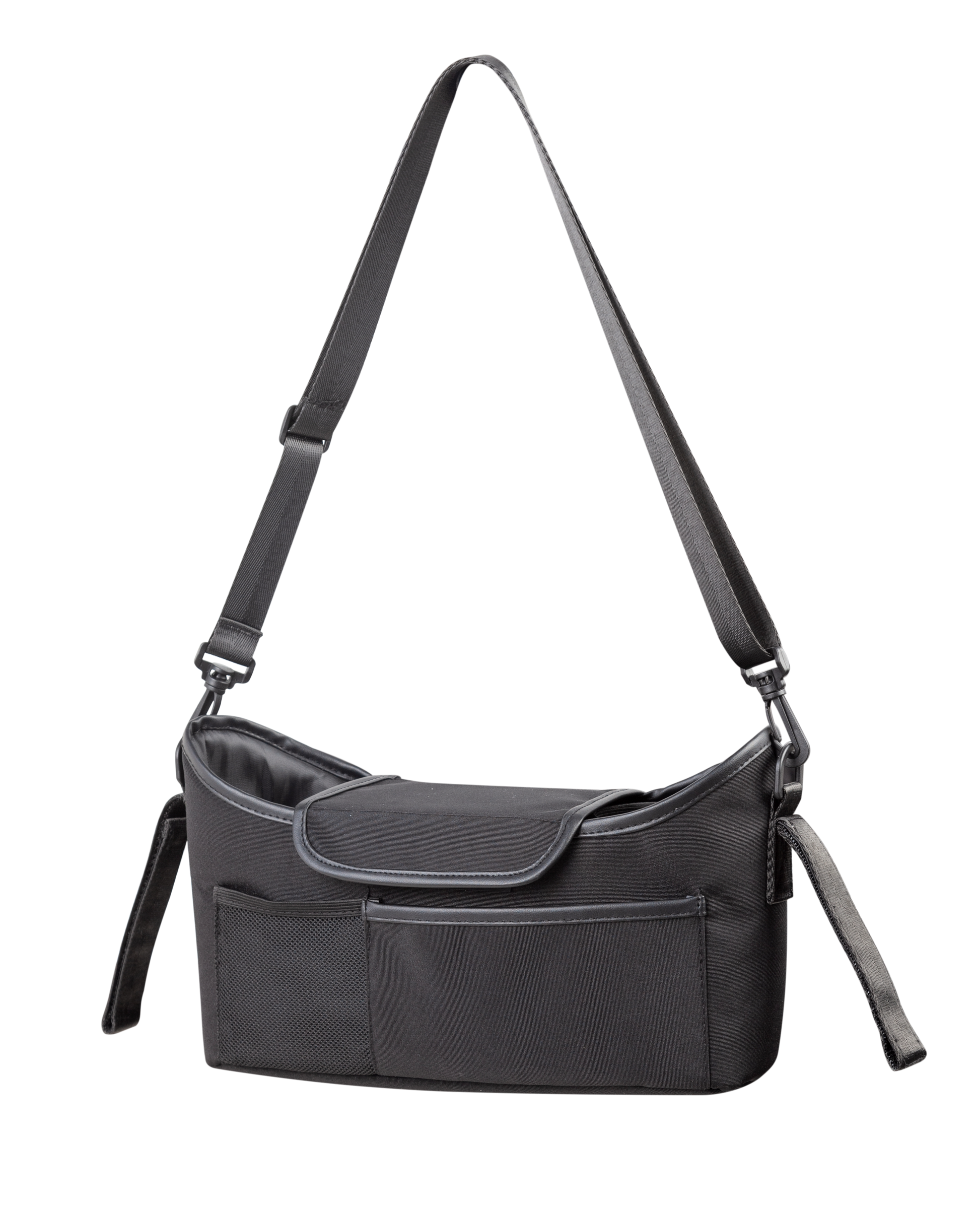 LUFFCABO stroller organizer caddy with a shoulder strap can be turned into a crossbody bag or a shoulder bag