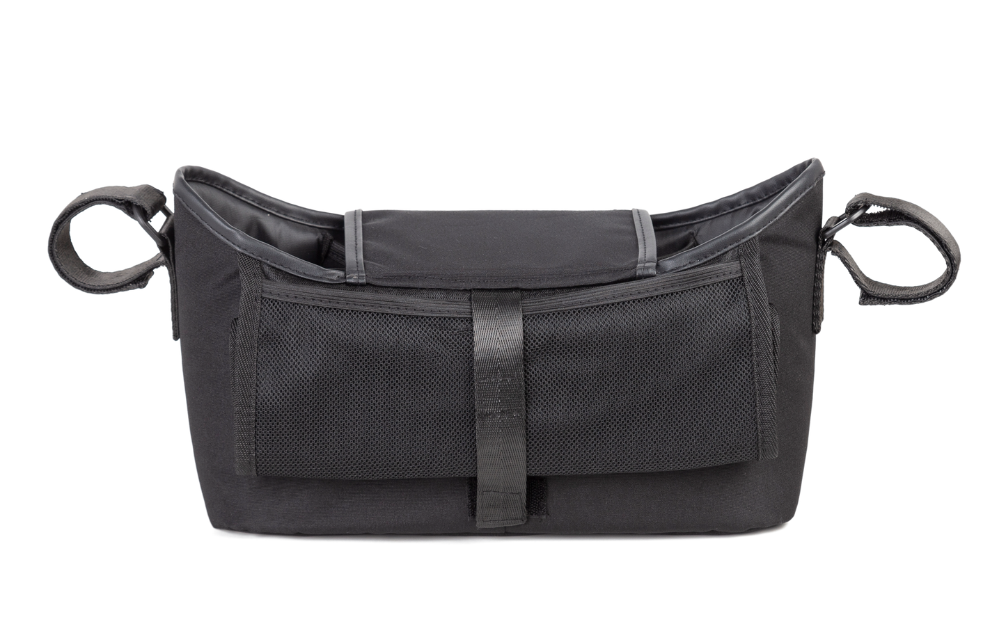 LUFFCABO stroller organizer with mesh back pocket, perfect for carrying baby essentials on the go