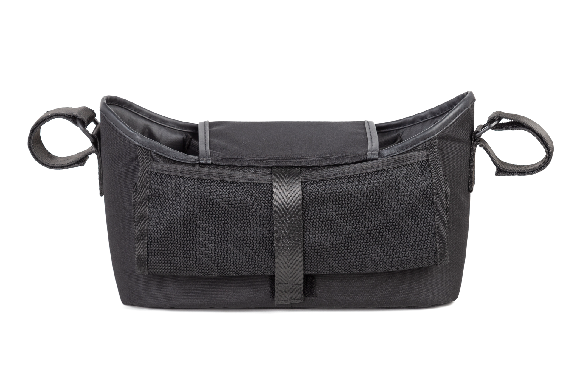 LUFFCABO stroller organizer with mesh back pocket, perfect for carrying baby essentials on the go