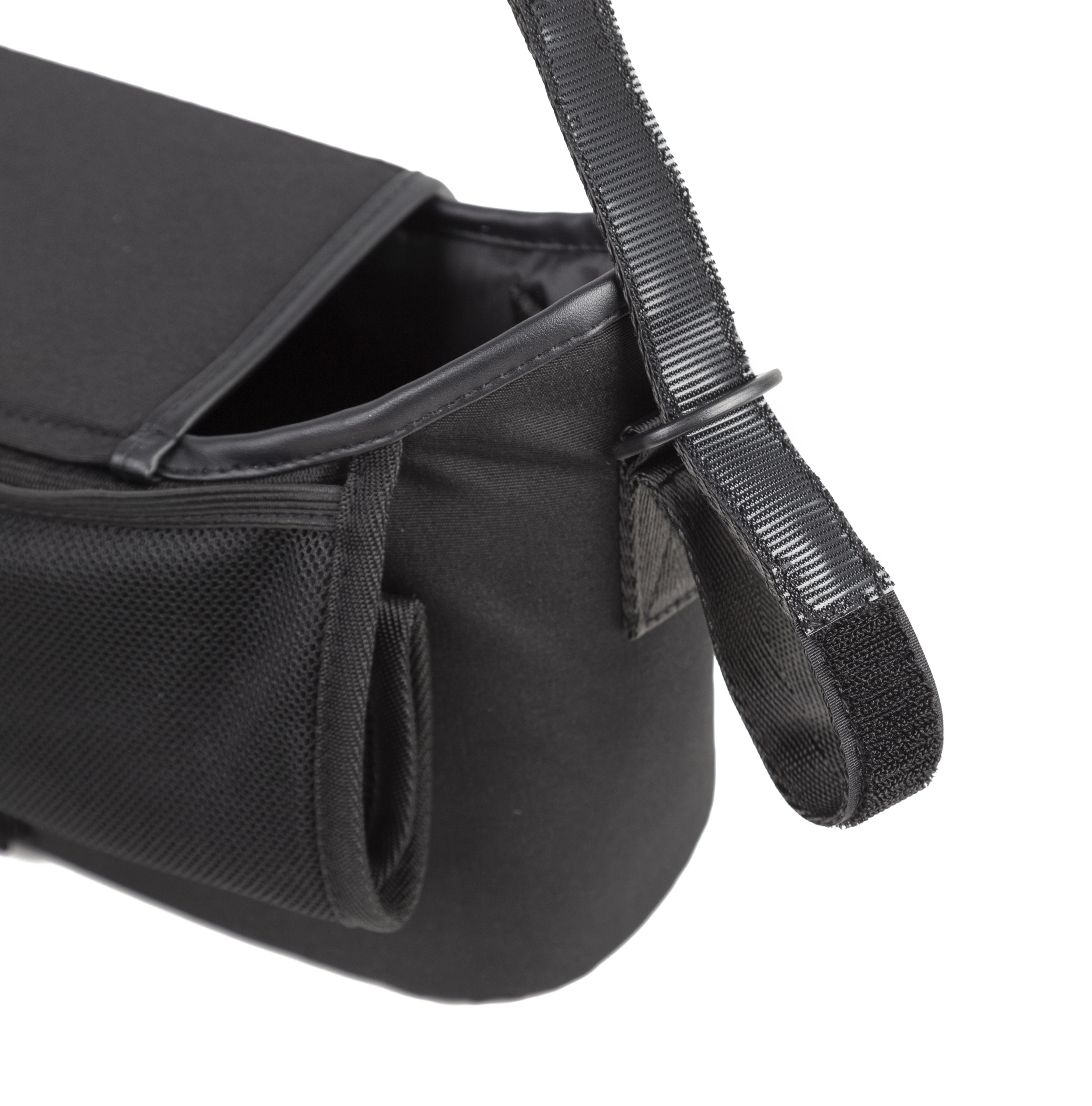 LUFFCABO stroller caddy with adjustable straps and Velcro, designed for easy attachment to most of the strollers