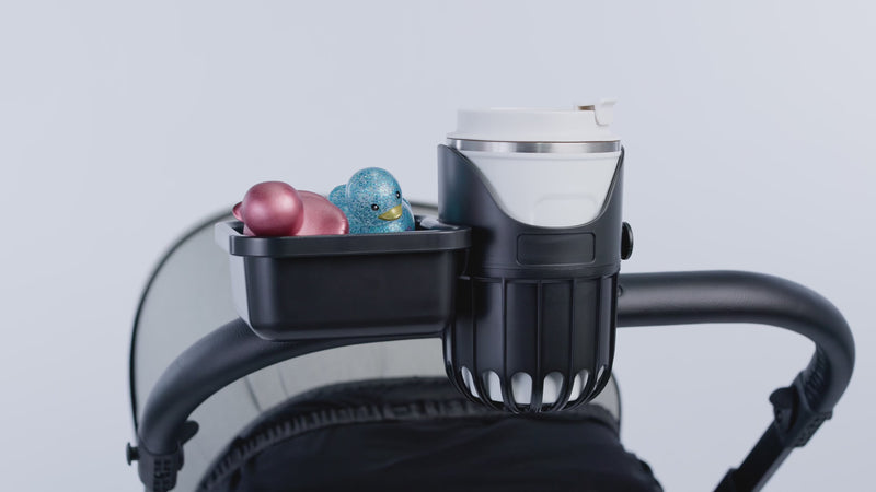 Step-by-step video guide: Learn how to easily install and securely attach the detachable cup holder to your stroller for hands-free convenience